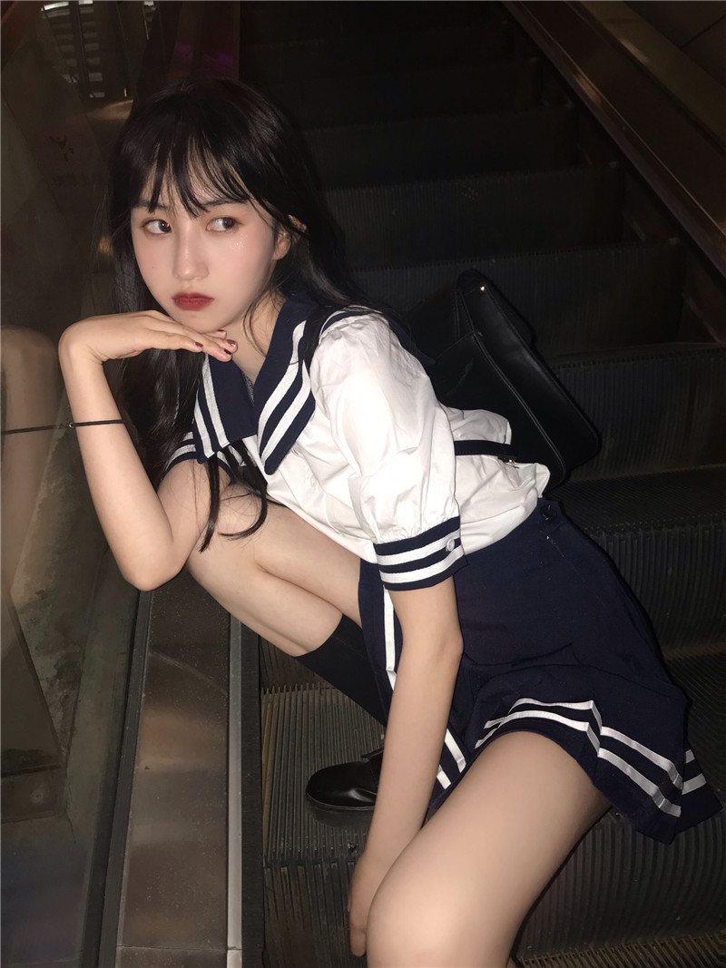 日系不良少女學院風JK制服套裝軟妹洋氣減齡班服夏季暗黑系水手服